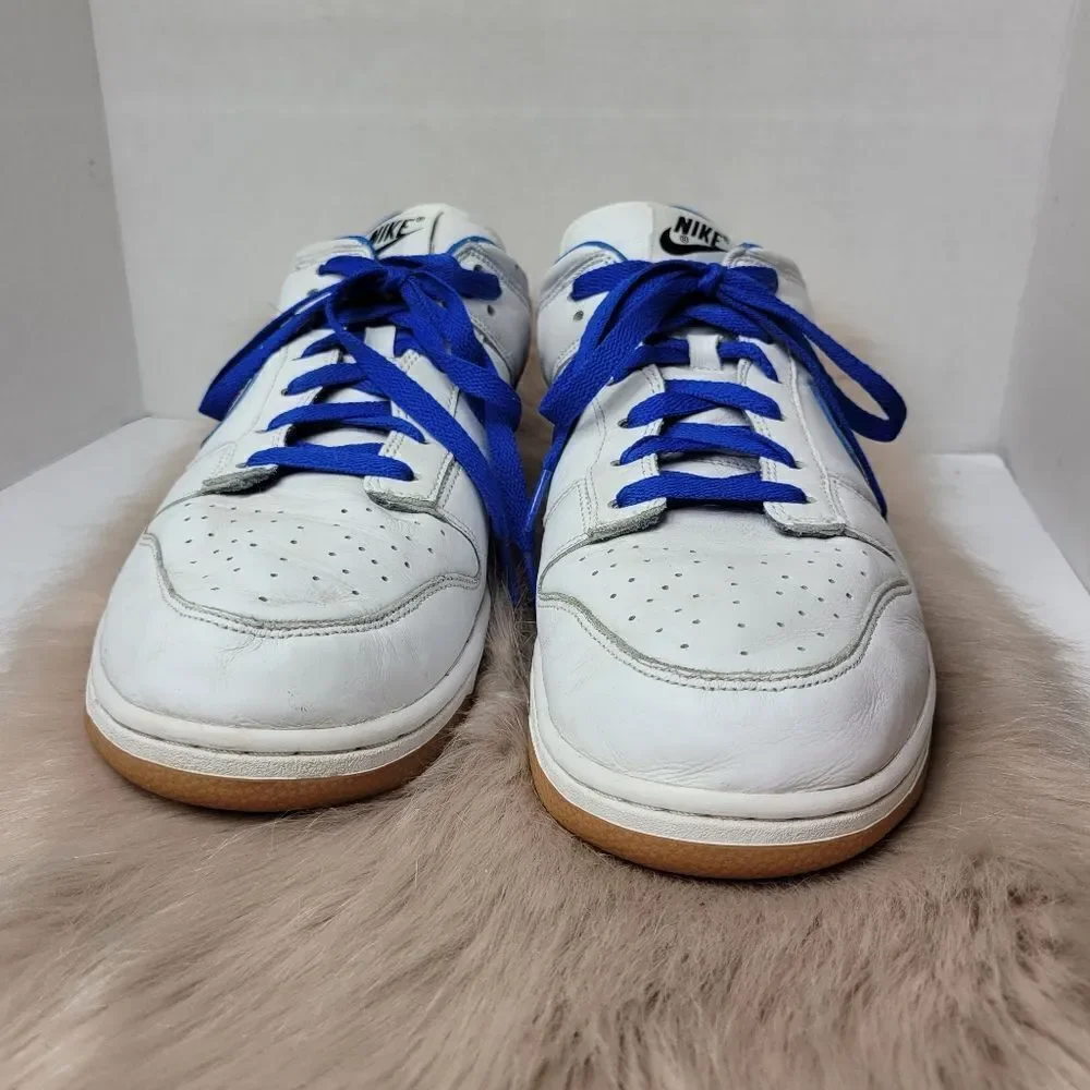 Nike Air Force 1 Dunk Low Leather Blue And White Sneaker Shoes Size 12